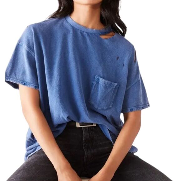 FREE PEOPLE Rubi Ripped‎ T shirt Sz XSMALL - Picture 10 of 14